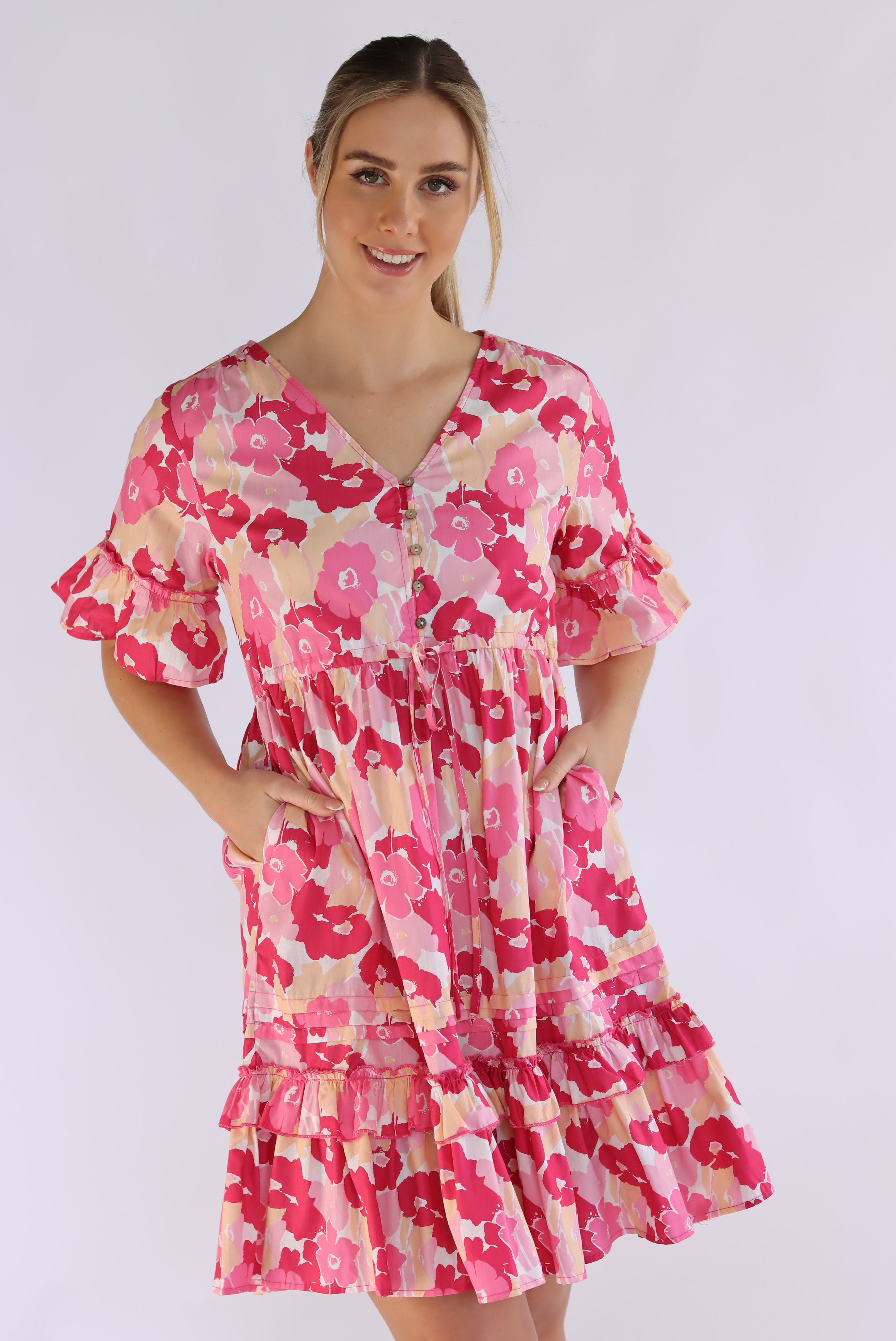 Wyomia Ls Dress Pink Patterned