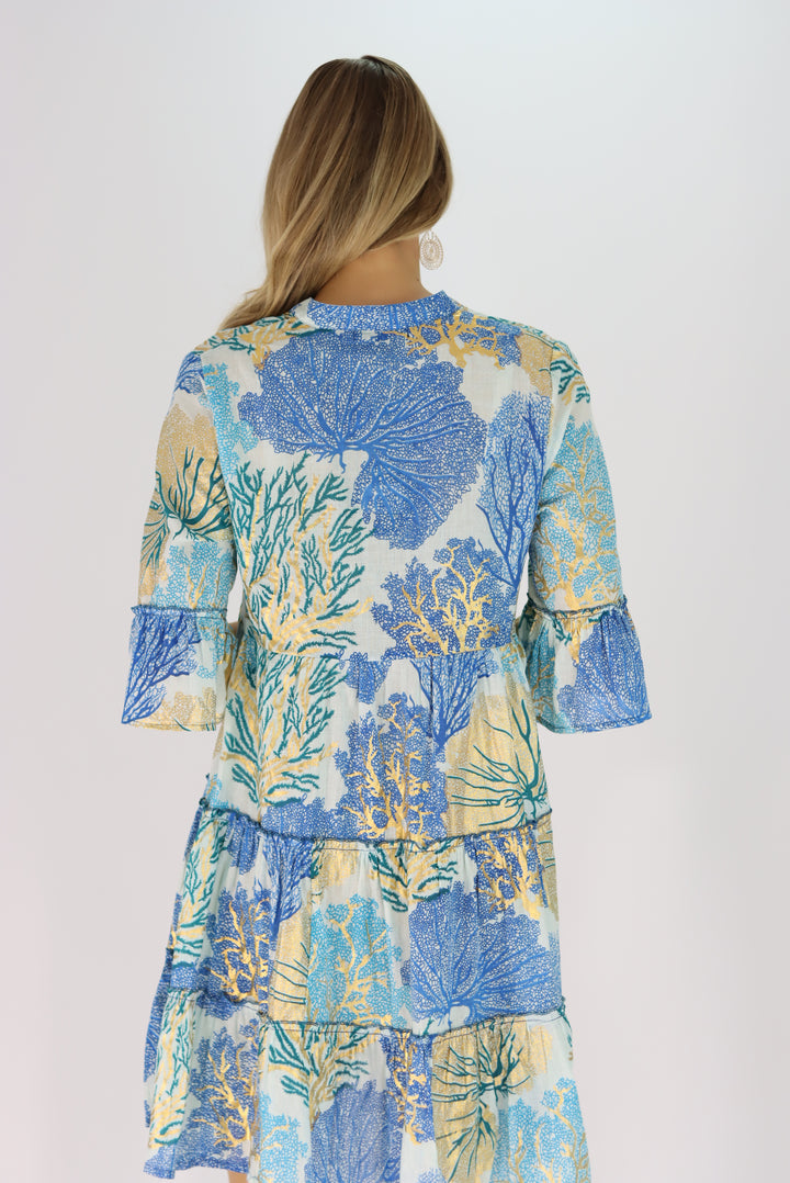 Priscilla Tiered Dress In Blue
