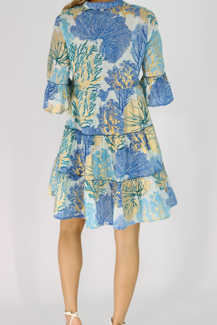 Priscilla Tiered Dress In Blue