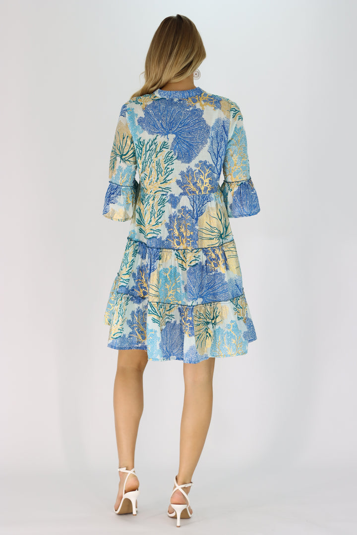 Priscilla Tiered Dress In Blue