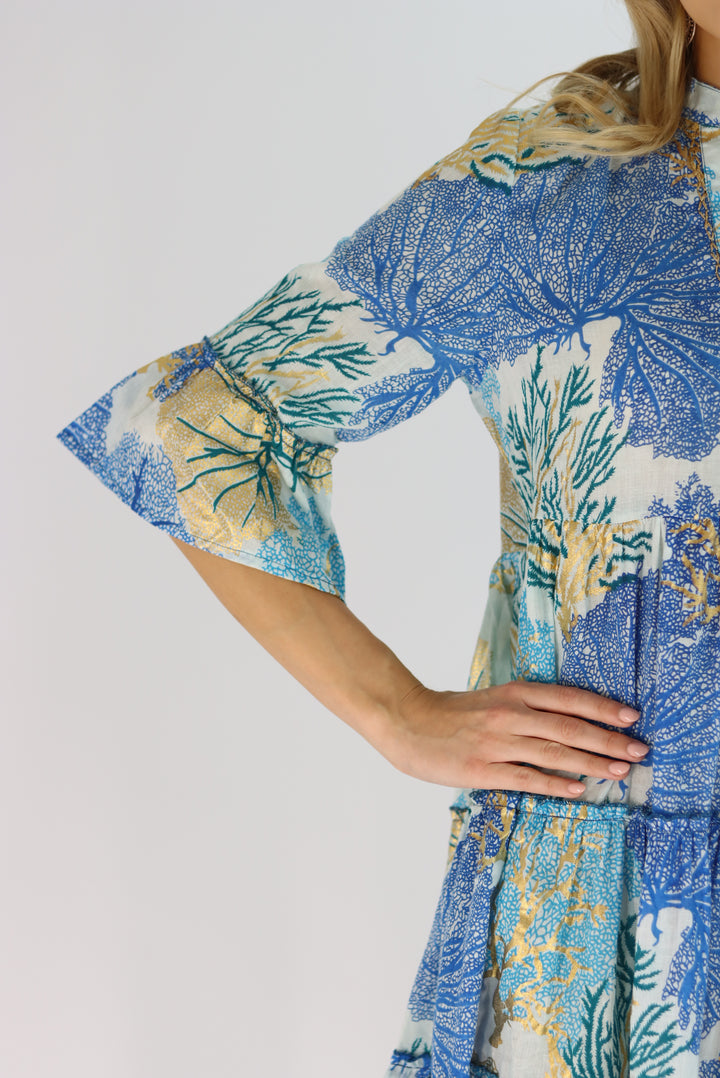 Priscilla Tiered Dress In Blue