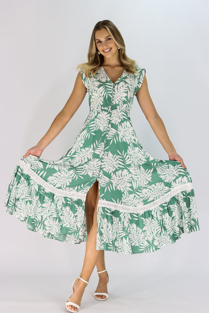Lorinda Maxi Dress In Emerald Green