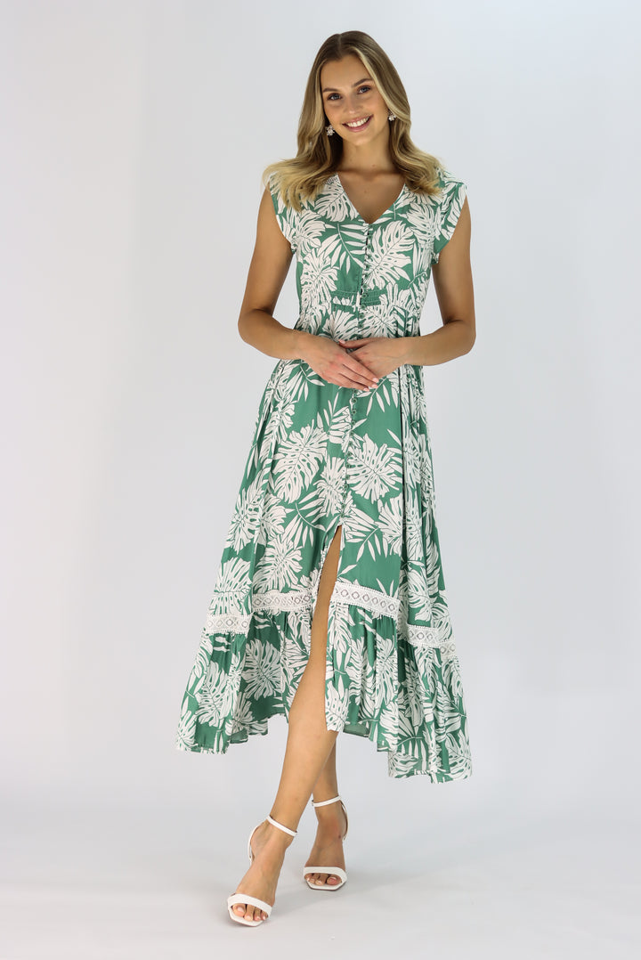 Lorinda Maxi Dress In Emerald Green