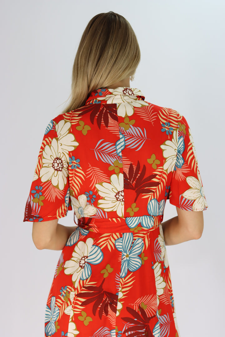 Thedora Red Shirt Dress