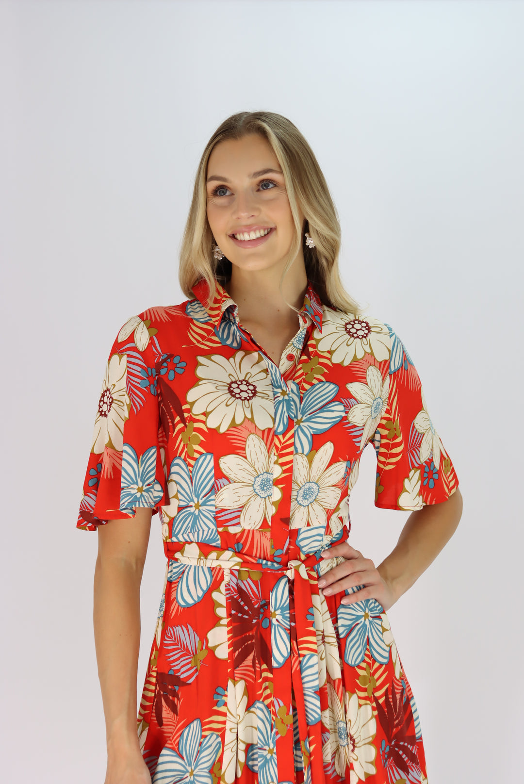 Thedora Red Shirt Dress
