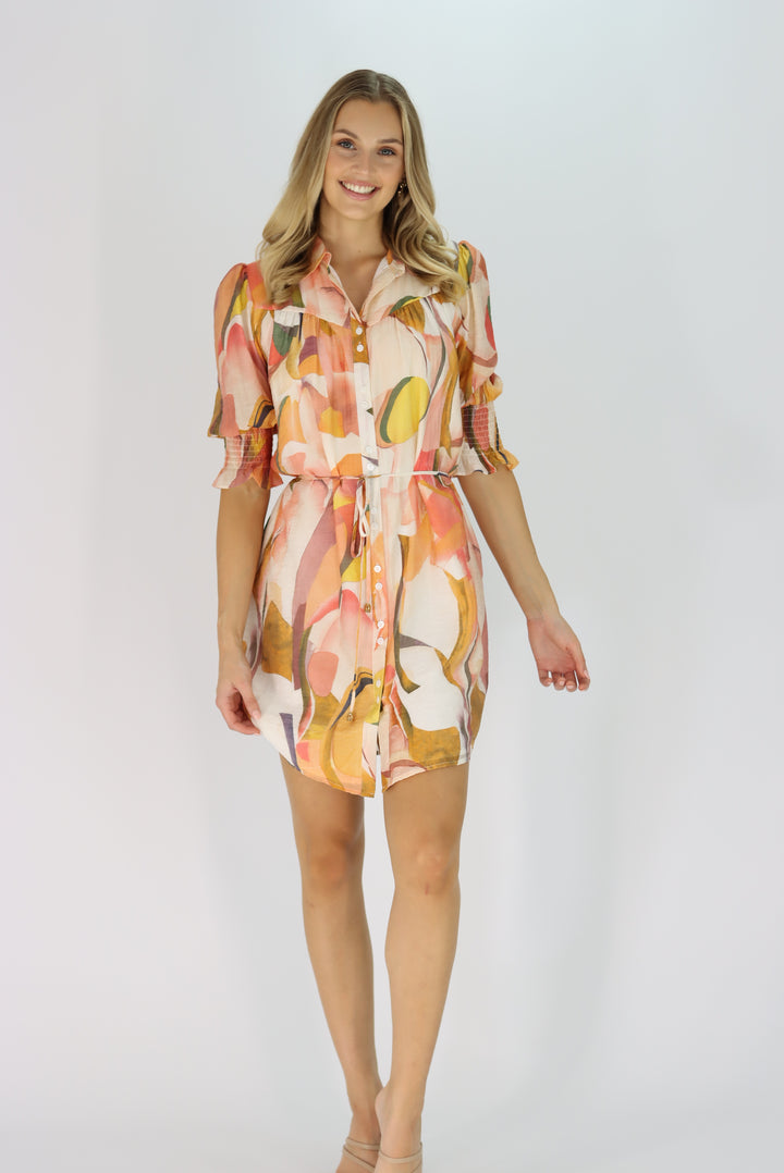 Abigail Shirt Dress In Abstract Print