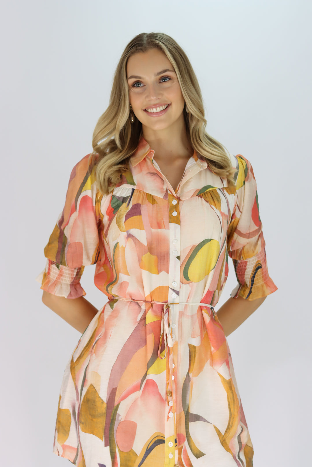 Abigail Shirt Dress In Abstract Print