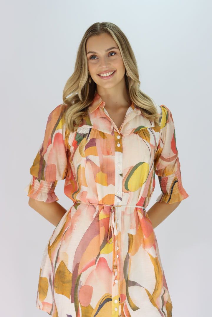 Abigail Shirt Dress In Abstract Print