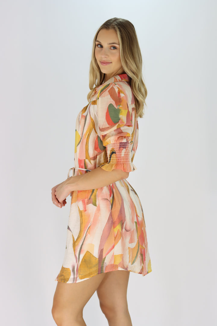 Abigail Shirt Dress In Abstract Print