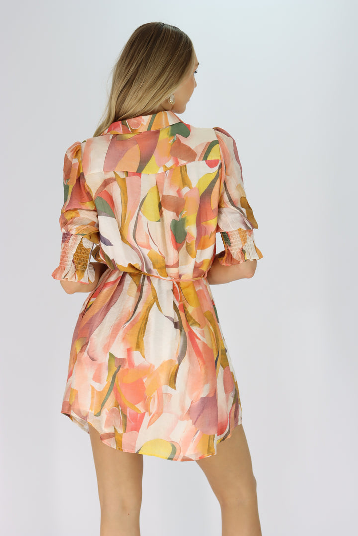 Abigail Shirt Dress In Abstract Print