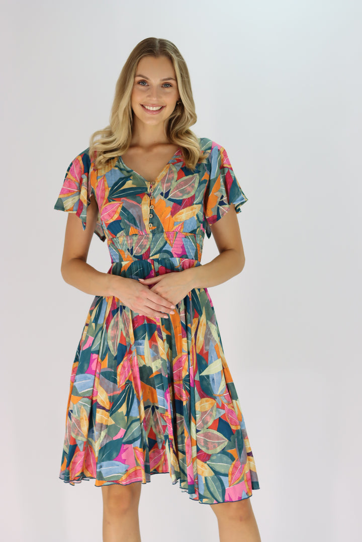 Anaya Multi Colour Leaf Dress