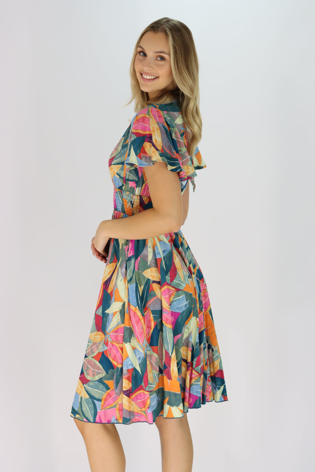 Anaya Multi Colour Leaf Dress