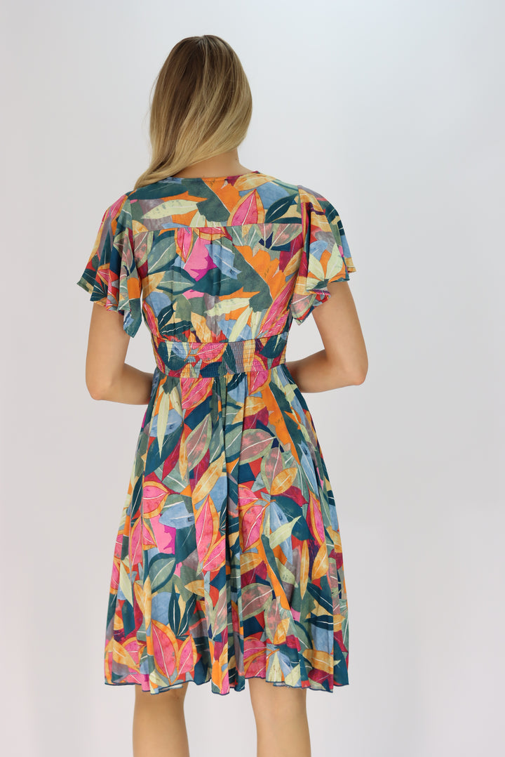 Anaya Multi Colour Leaf Dress