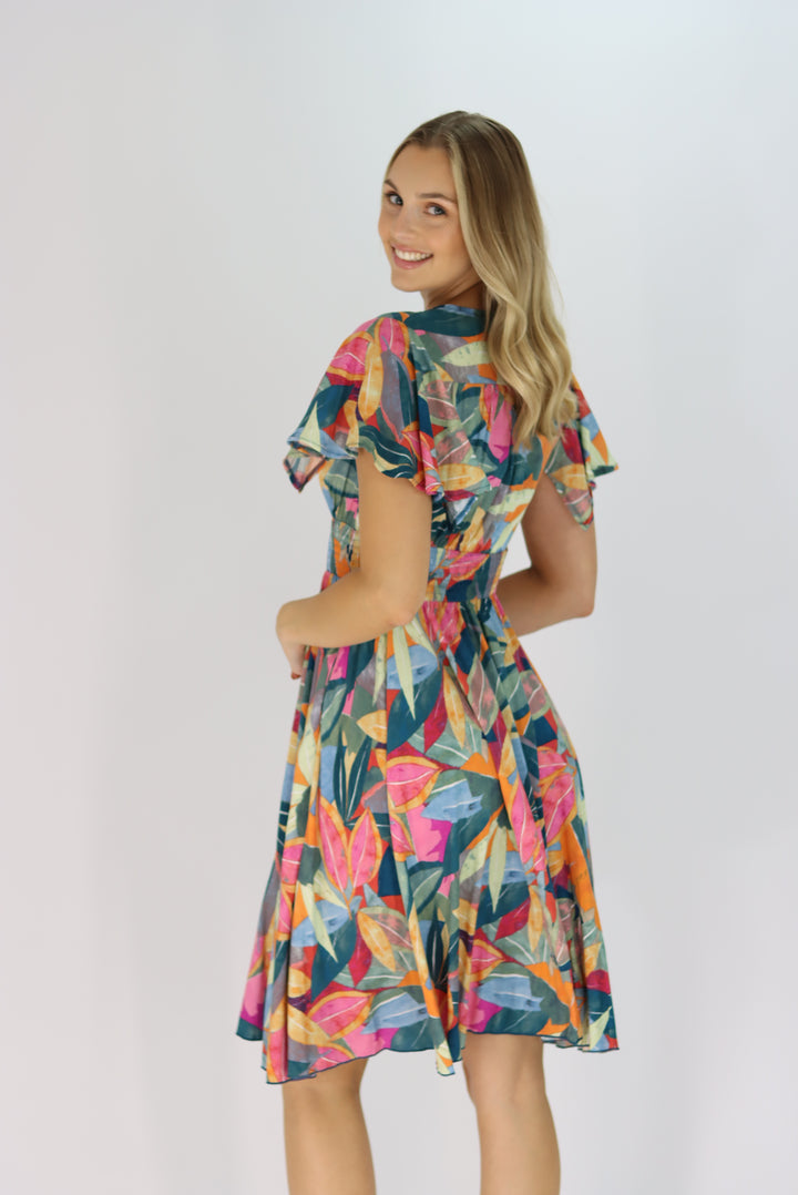 Anaya Multi Colour Leaf Dress