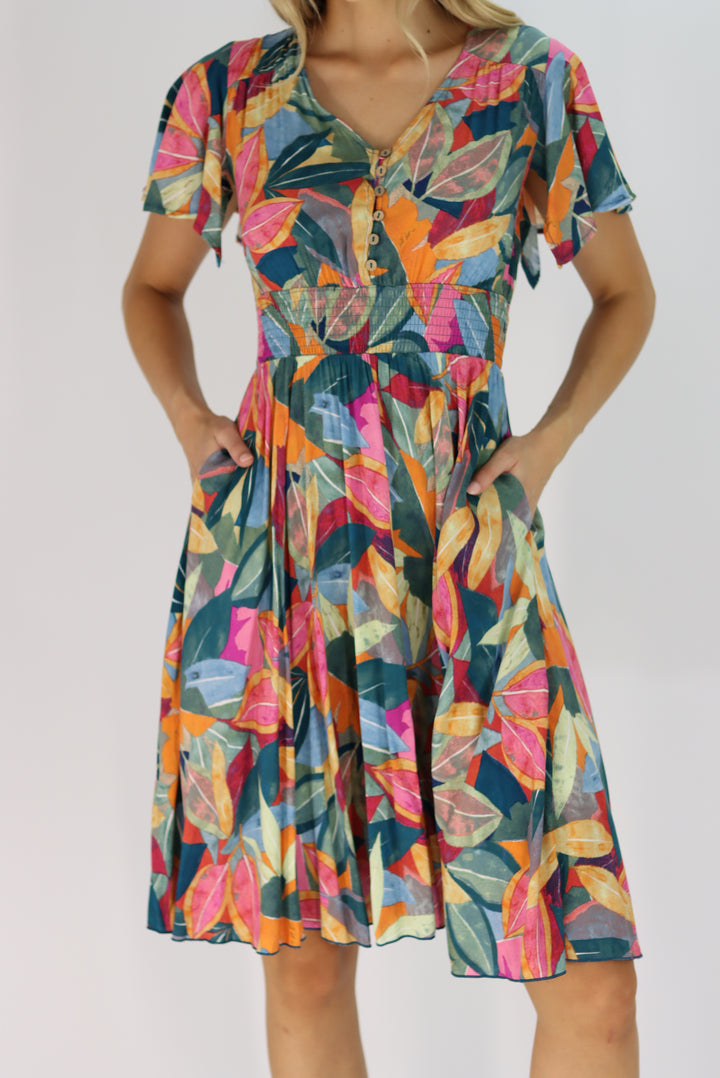 Anaya Multi Colour Leaf Dress