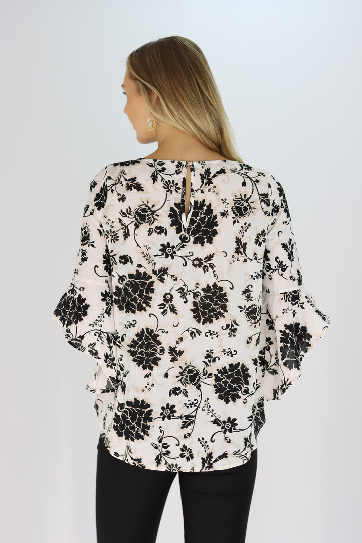 Luisa Top In Black Floral