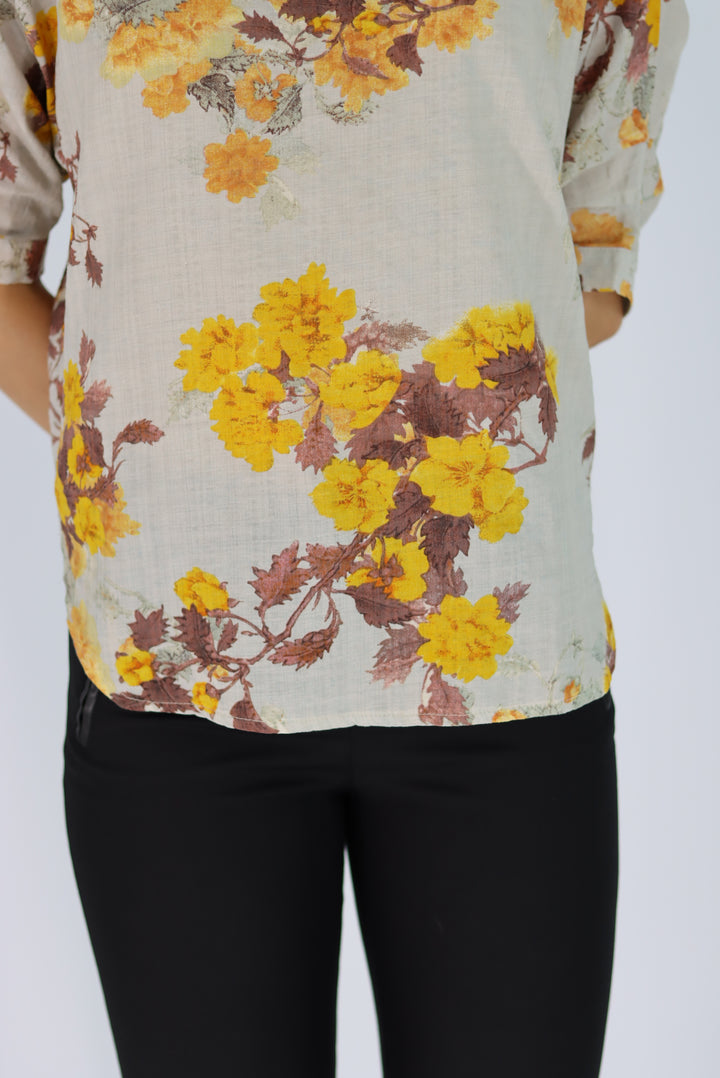 Shezna Top in Yellow Floral Pattern