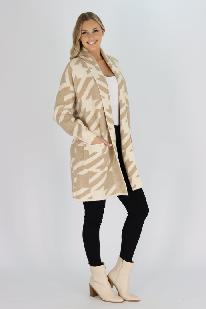 Kingsley Knit Cardigan In beige