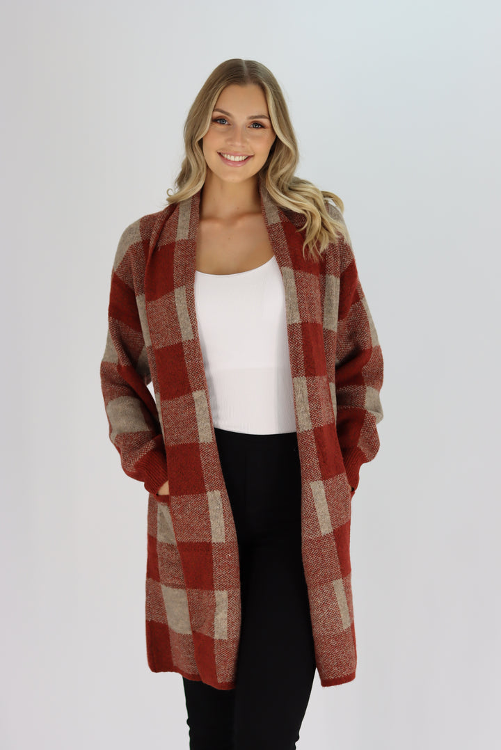 Arizona knit Cardigan In Cherry Red