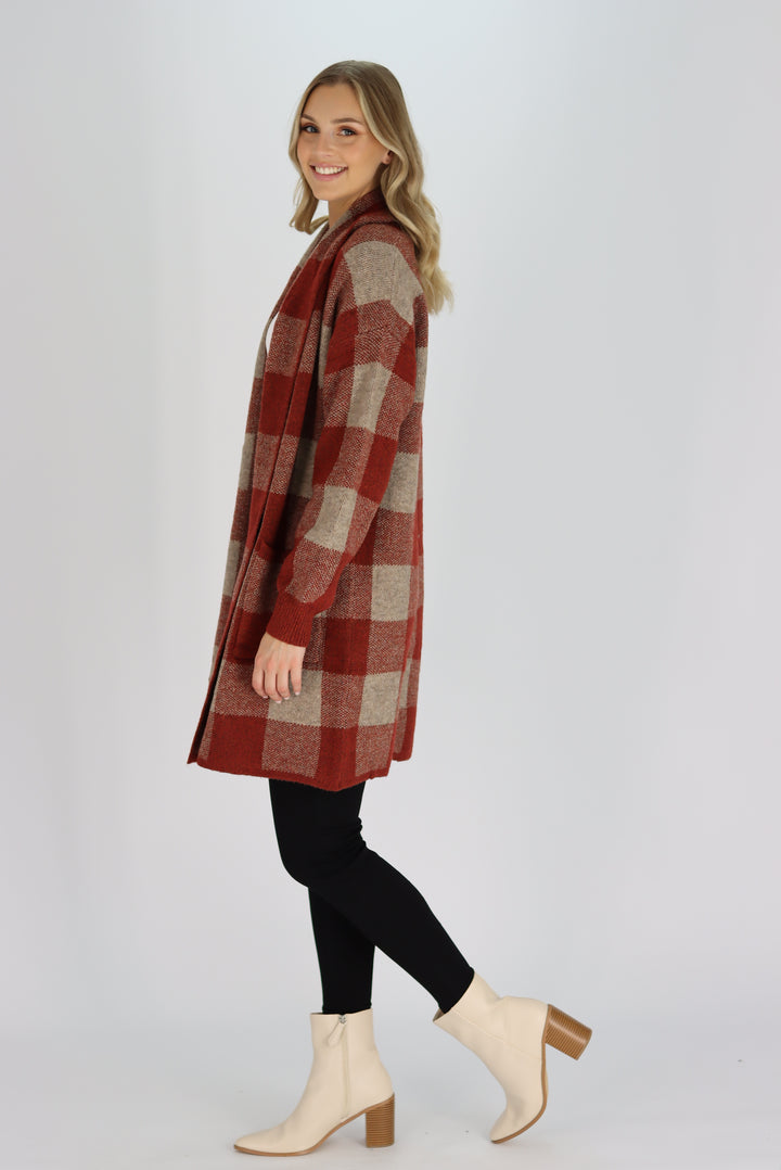 Arizona knit Cardigan In Cherry Red