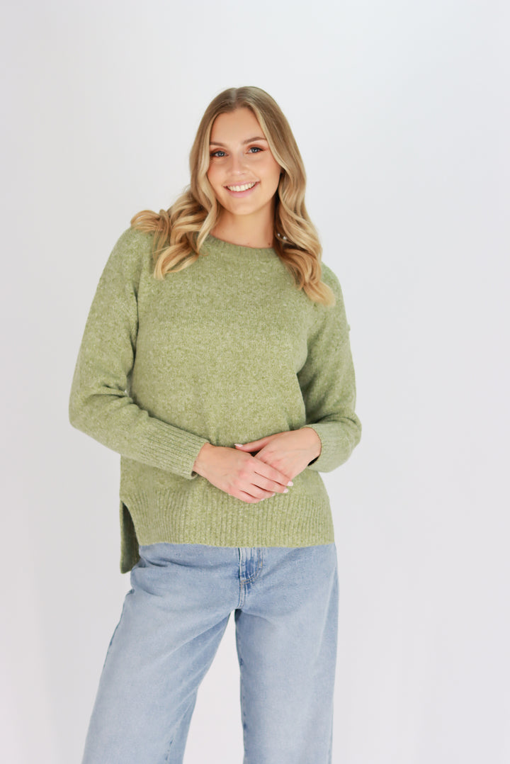 Eleanora Knit sweater In Pistachio Green
