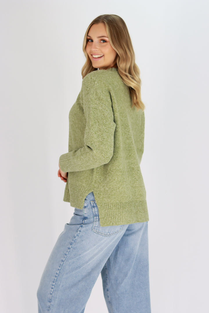 Eleanora Knit sweater In Pistachio Green