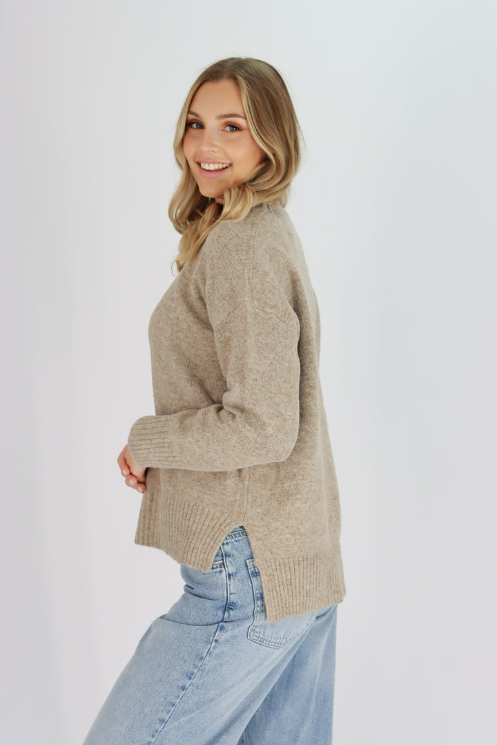 Eleanora Knit Sweater in Almond