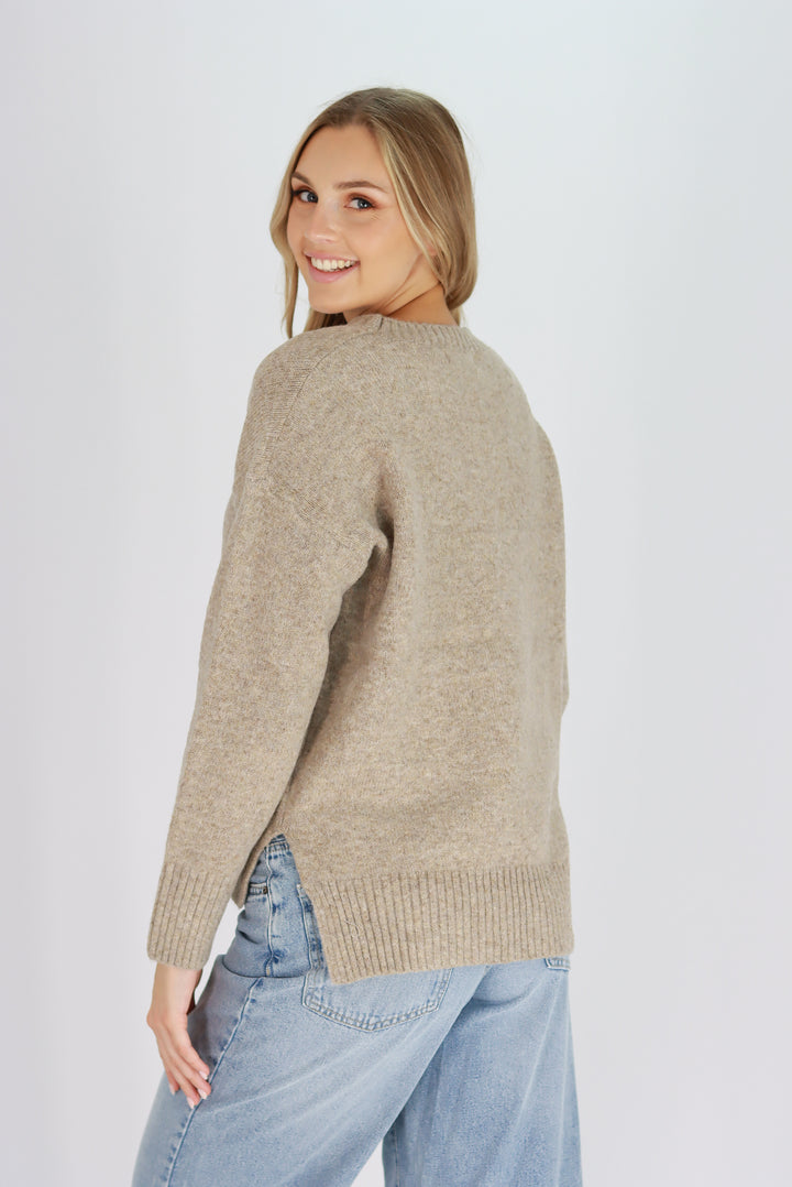 Eleanora Knit Sweater in Almond