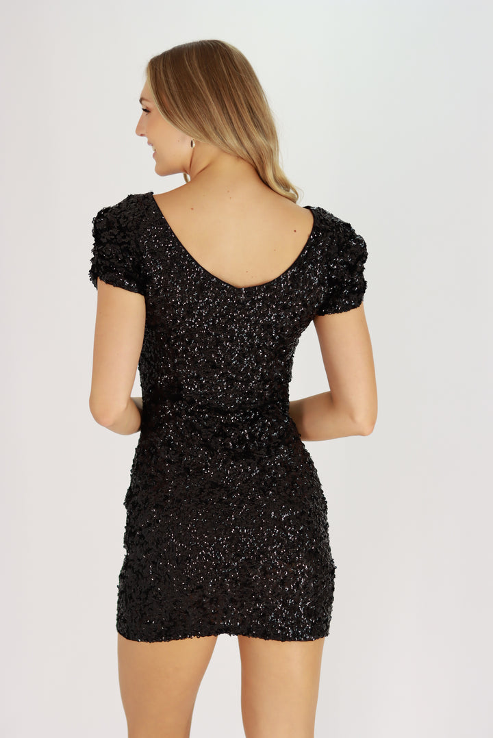 Dance All Night Sequin Dress In Black