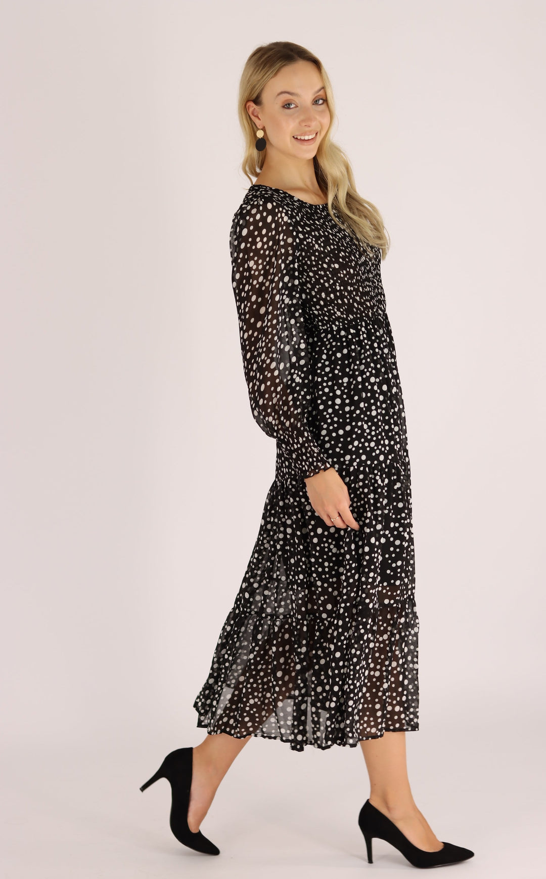 Tuinona Polka Dot Dress In Black