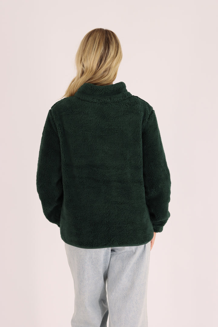 Damon Fur Jacket In Bottle Green