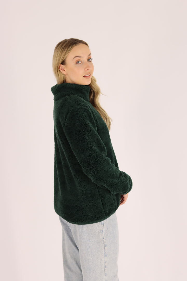 Damon Fur Jacket In Bottle Green