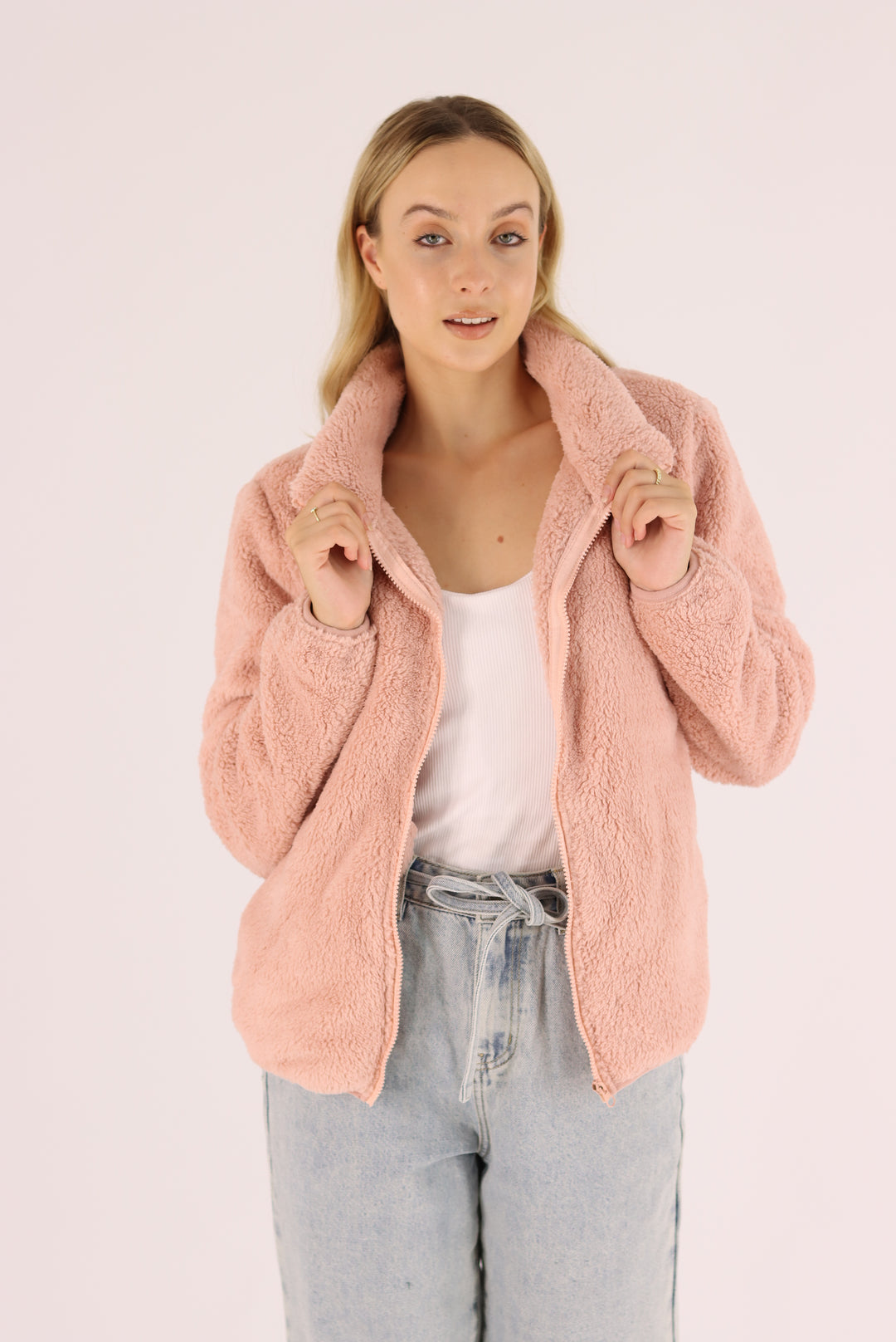Damon Fur Jacket In Peach