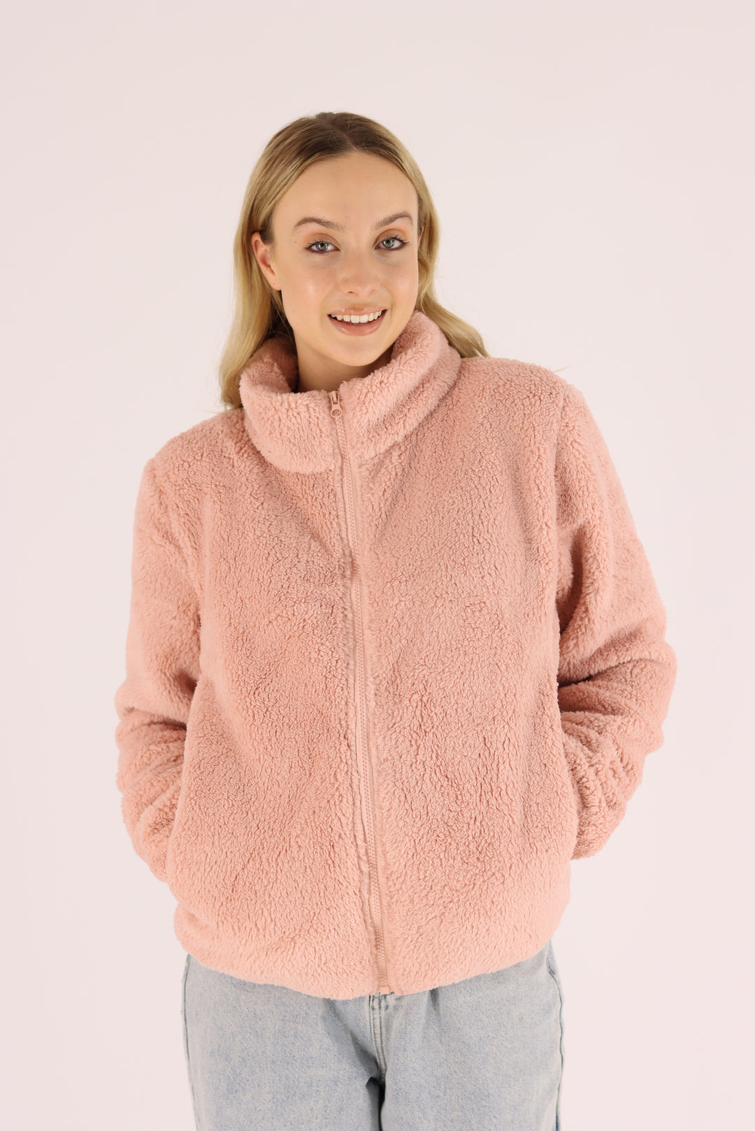 Damon Fur Jacket In Peach