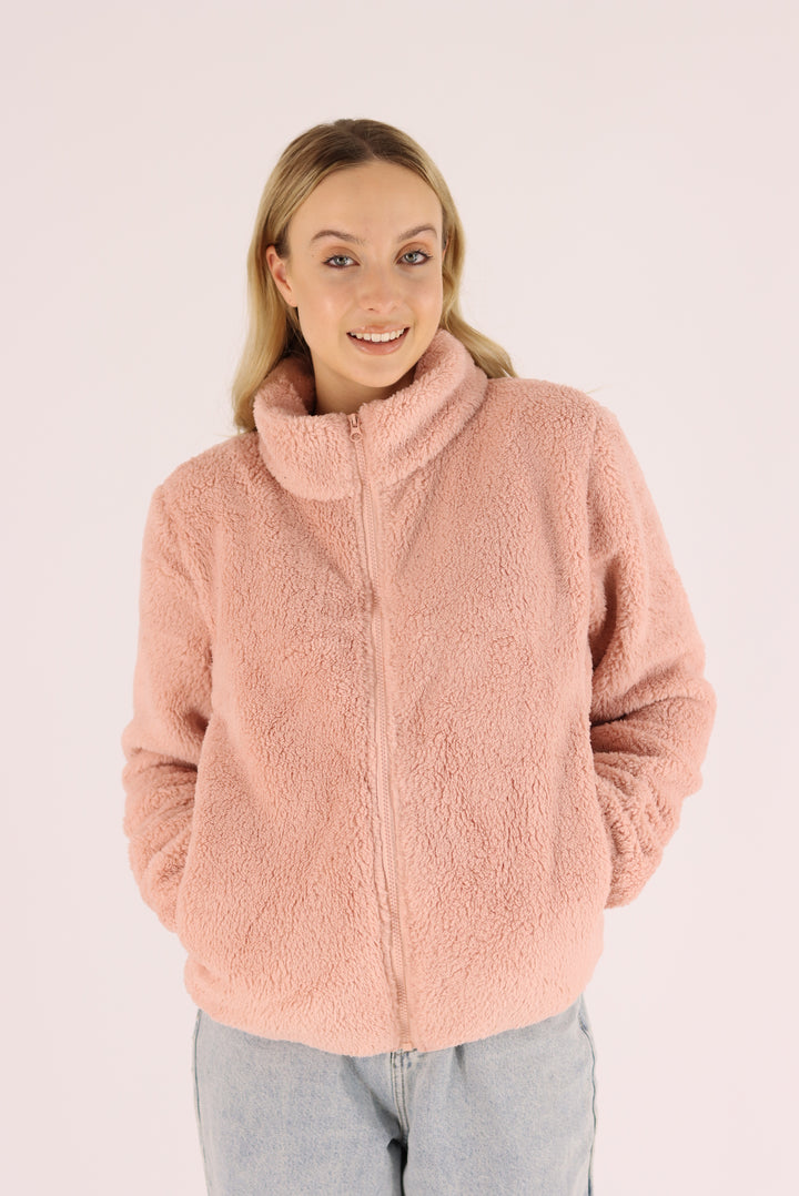 Damon Fur Jacket In Peach