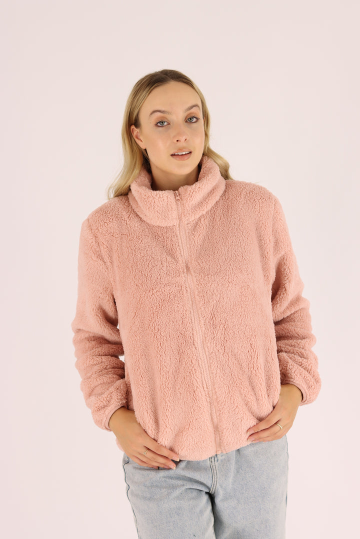 Damon Fur Jacket In Peach