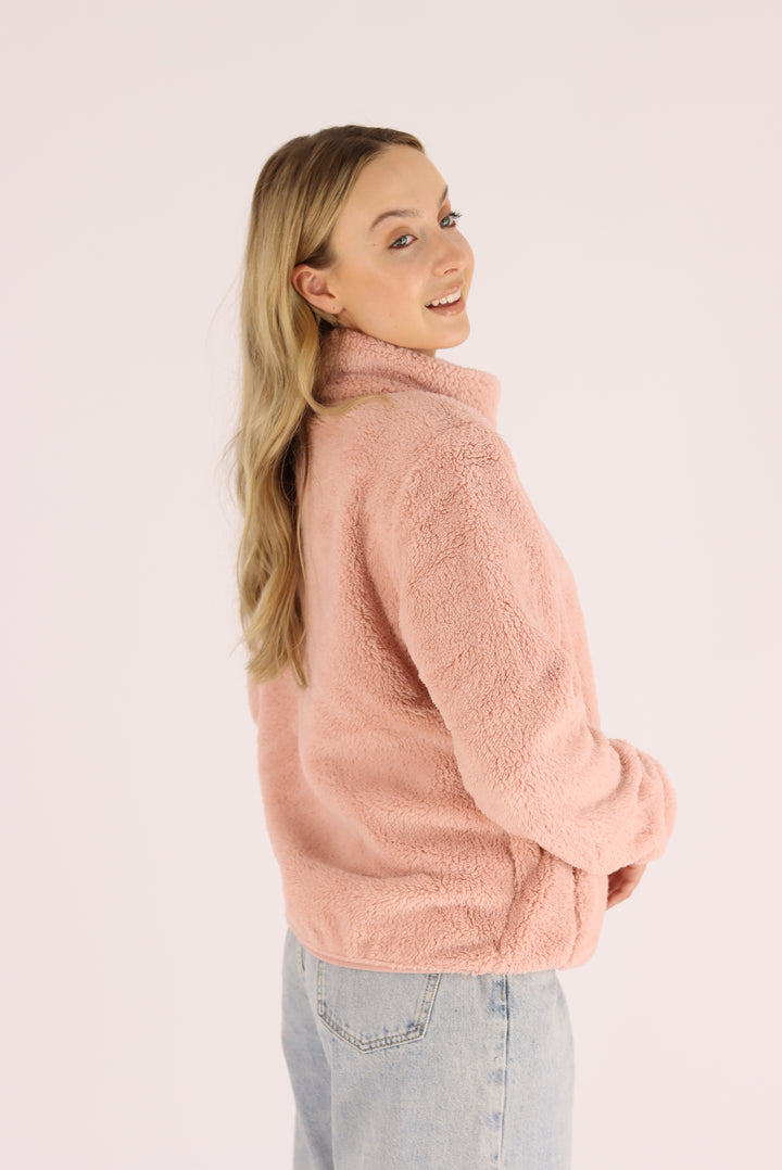 Damon Fur Jacket In Peach