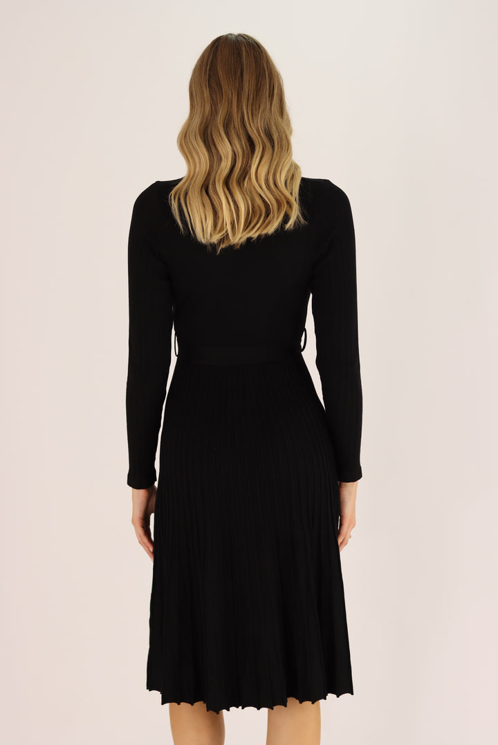 Georgina Midi Knit Dress In Black