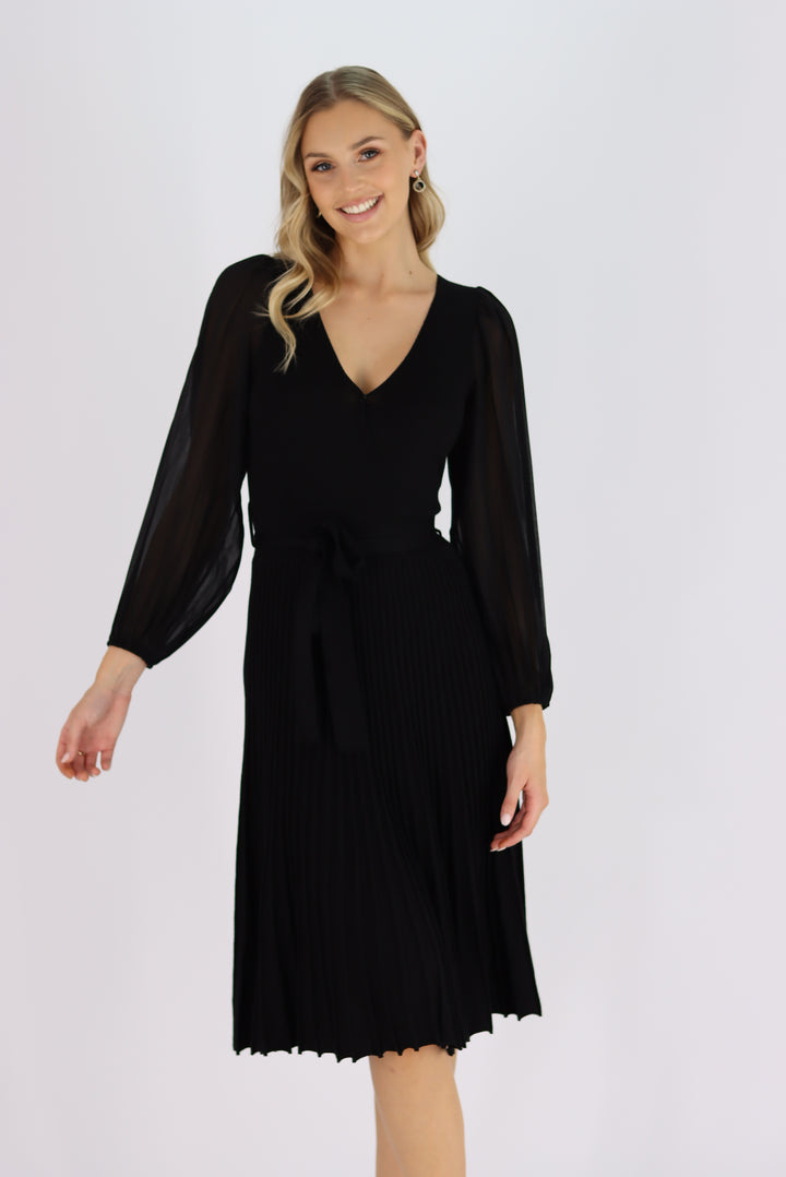 Samantha Midi Knit Dress In Black