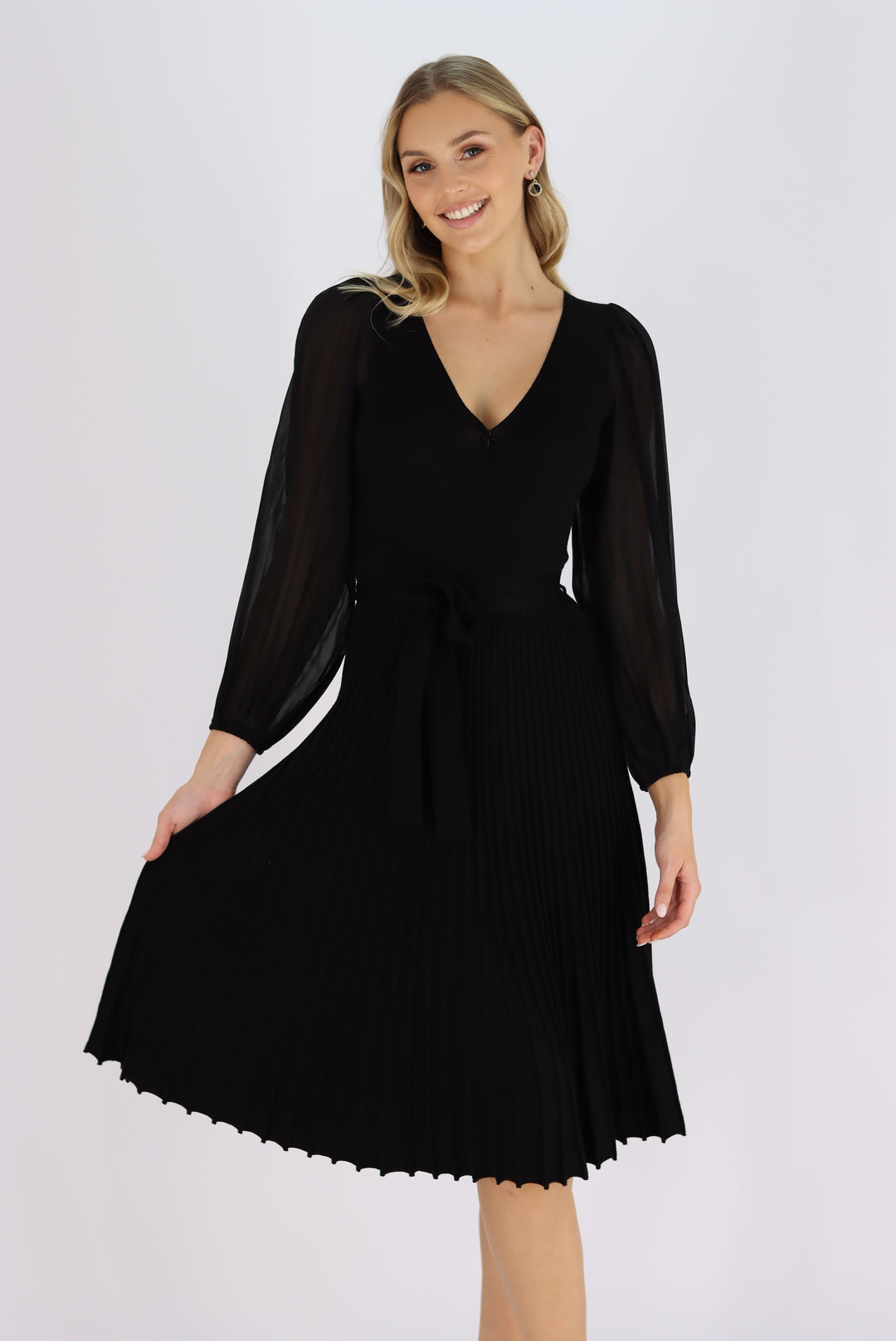 Samantha Midi Knit Dress In Black