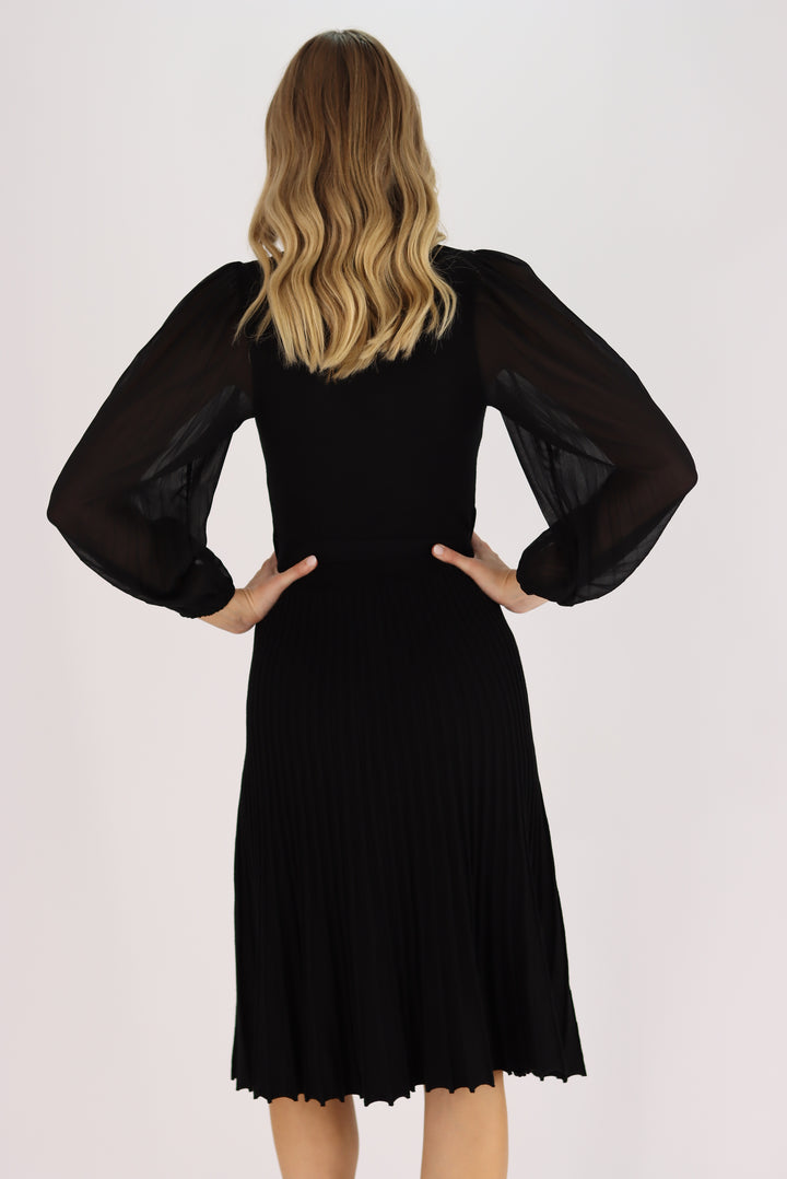 Samantha Midi Knit Dress In Black