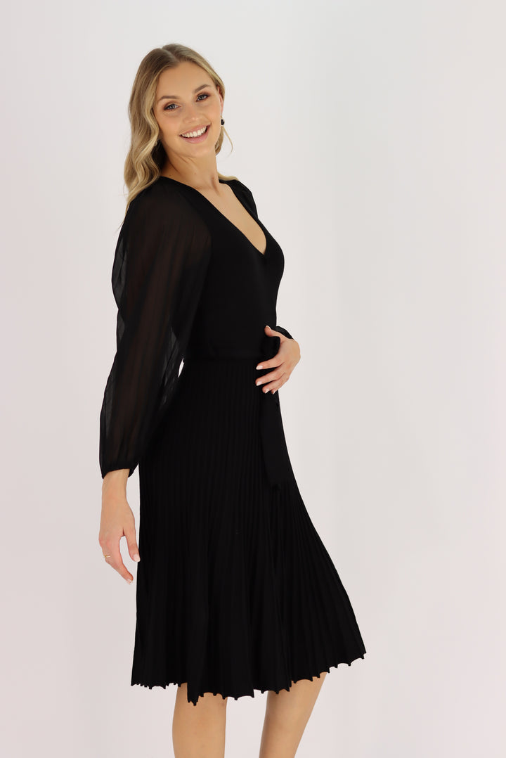 Samantha Midi Knit Dress In Black