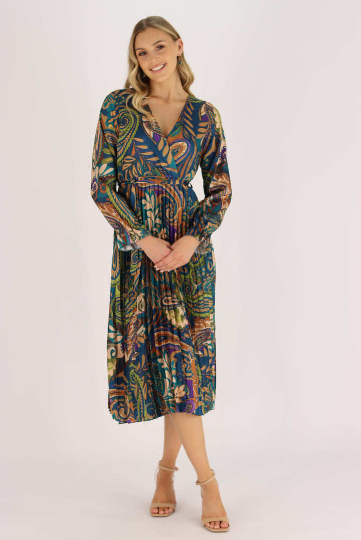 Bellisima Dress In Multi Blue