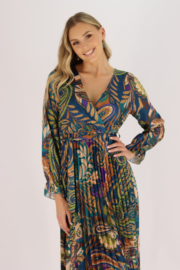 Bellisima Dress In Multi Blue