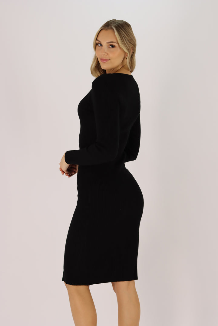 Frenchesca Bodycon Dress In Black