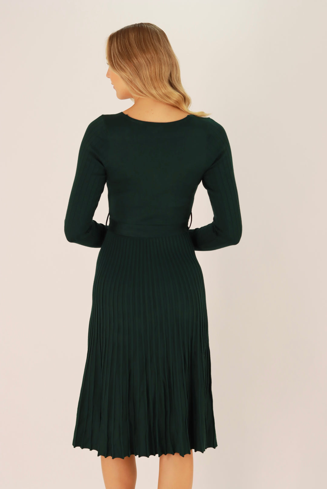 Georgina Midi Knit Dress In Dark Green