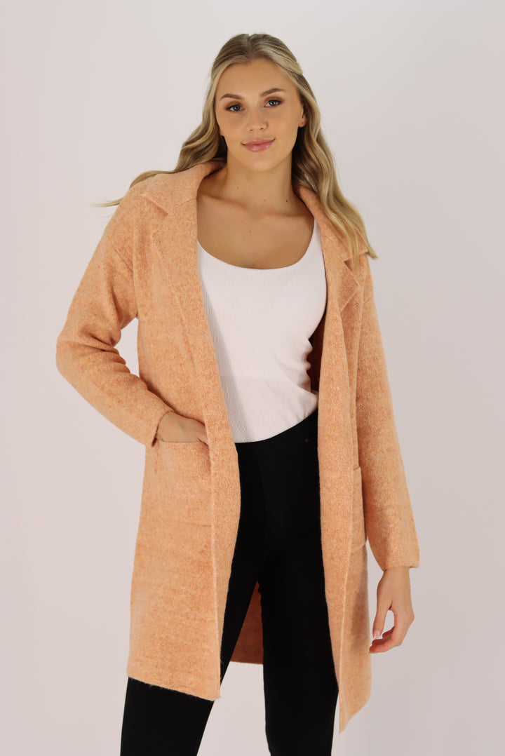 Kimberley knit Coatigan In Apricot