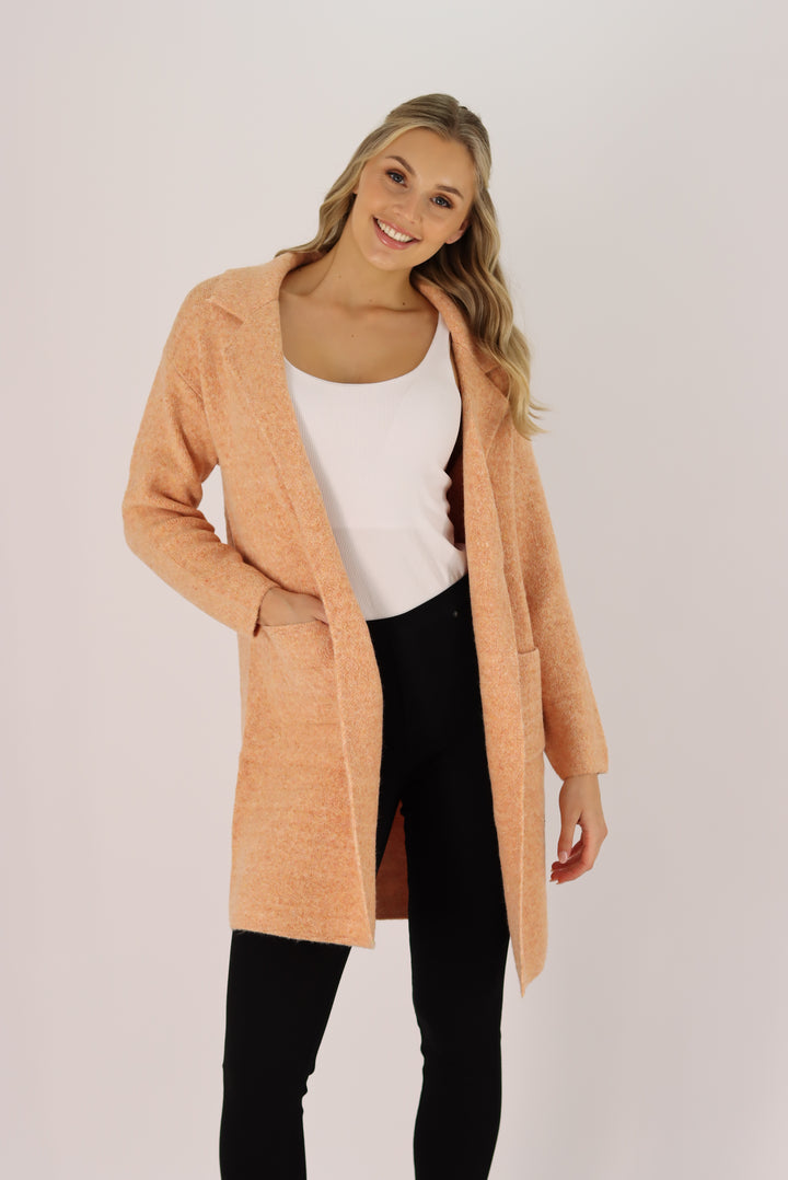 Kimberley knit Coatigan In Apricot