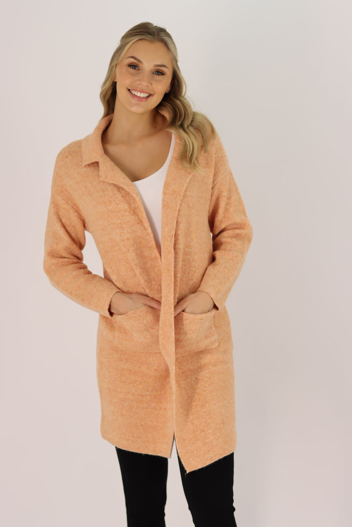 Kimberley knit Coatigan In Apricot