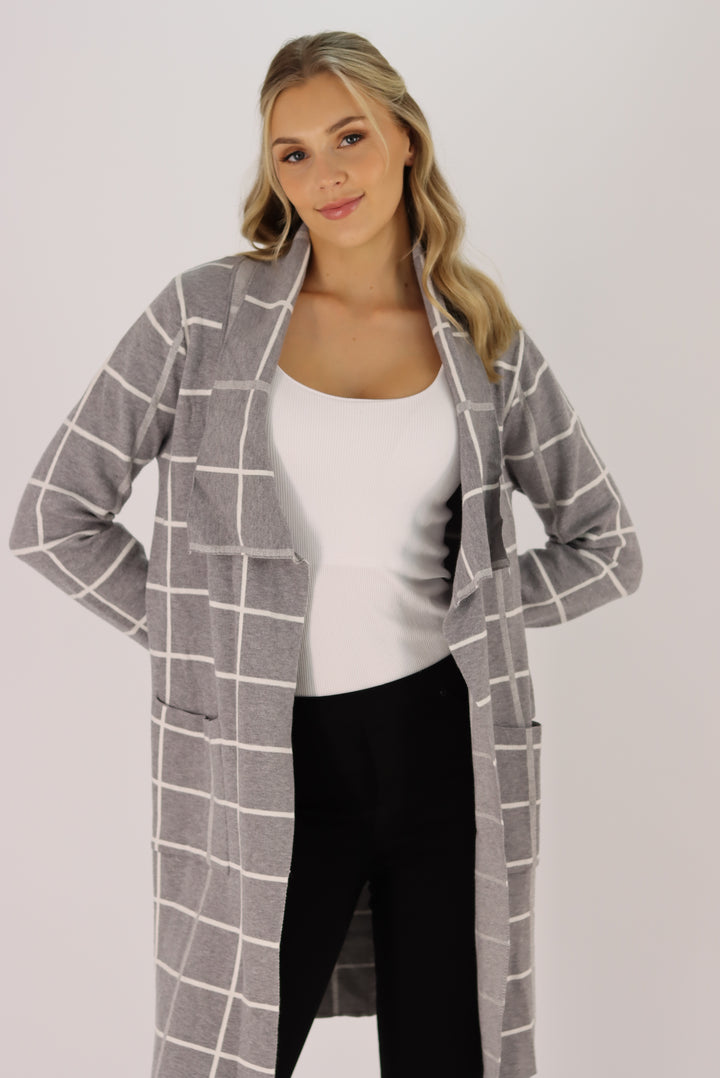 Cleo Knit Cardigan In Grey